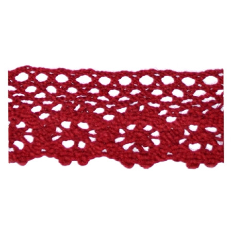 Мереживо бавовняне, ширина 4 см Бордове Мереживо бавовняне, ширина 4 см Бордове