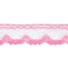 Мереживо бавовняне, ширина 2,5 см Біло-рожеве