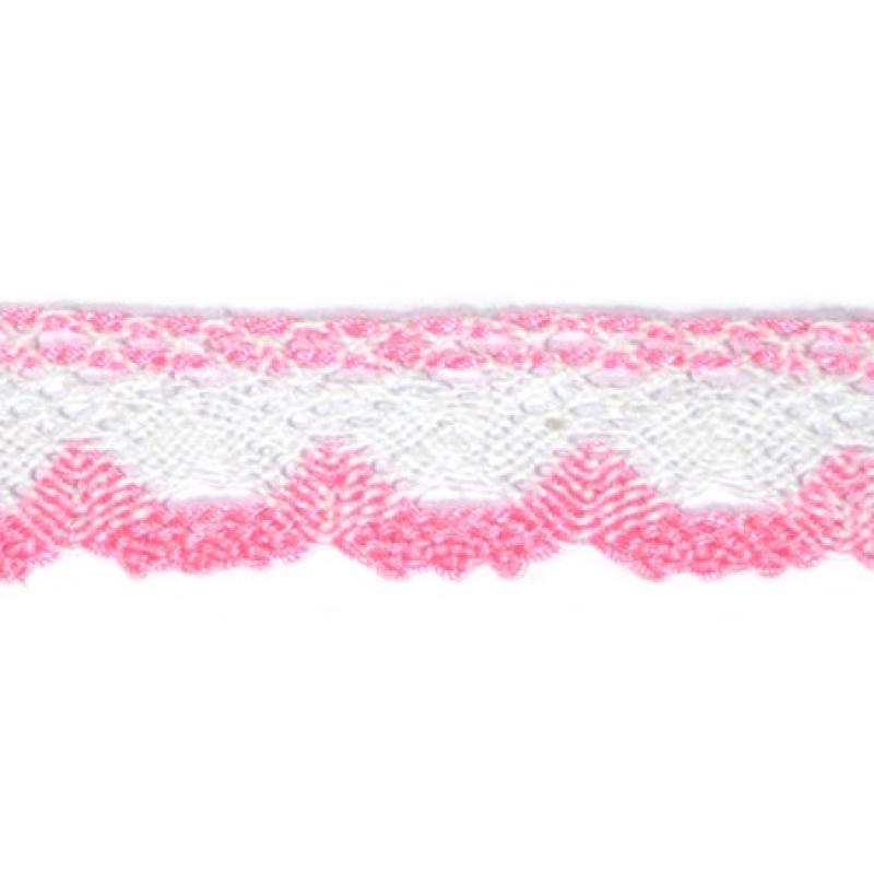 Мереживо бавовняне, ширина 2,5 см Біло-рожеве Мереживо бавовняне, ширина 2,5 см Біло-рожеве