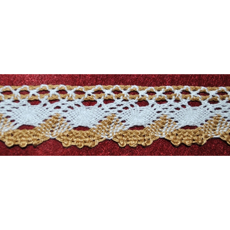 Мереживо бавовняне, ширина 2,5 см Біло-бежеве Мереживо бавовняне, ширина 2,5 см Біло-бежеве
