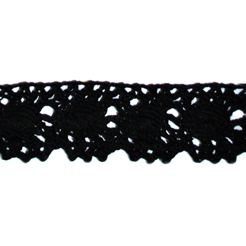 Мереживо бавовняне, ширина 2,8 см Чорне