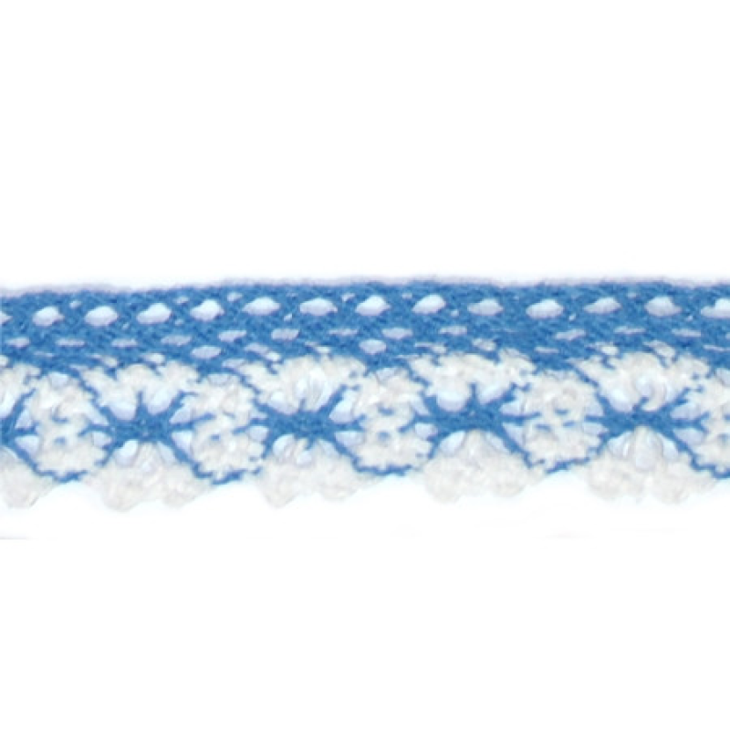 Мереживо бавовняне, ширина 2,5 см Біло-блакитне Мереживо бавовняне, ширина 2,5 см Біло-блакитне