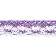 Мереживо бавовняне, ширина 2,5 см Біло-бузкові