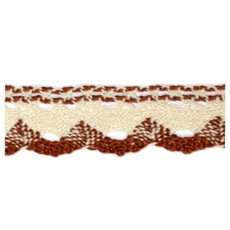 Мереживо бавовняне, ширина 2,5 см бежево-коричневе