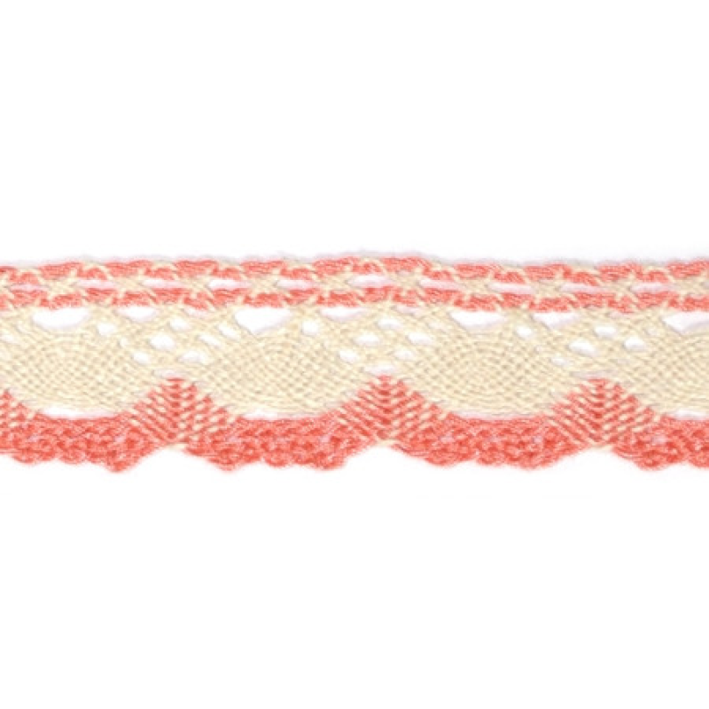 Мереживо бавовняне, ширина 2,5 см Молочно-рожеве Мереживо бавовняне, ширина 2,5 см Молочно-рожеве