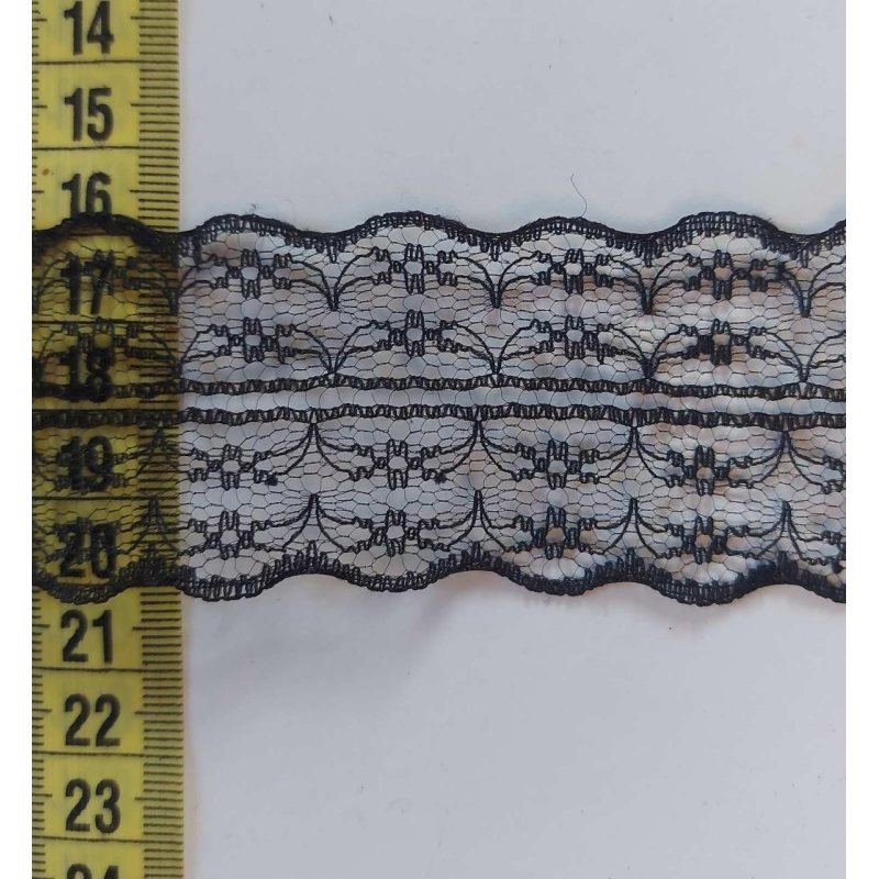 Мереживо еластичне, ширина 15 см чорно-малиновий Мереживо еластичне, ширина 15 см чорно-малиновий