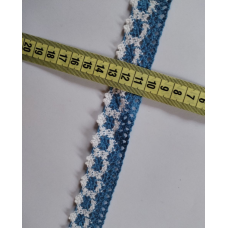 Мереживо бавовняне, ширина 3 см Біло-блакитне