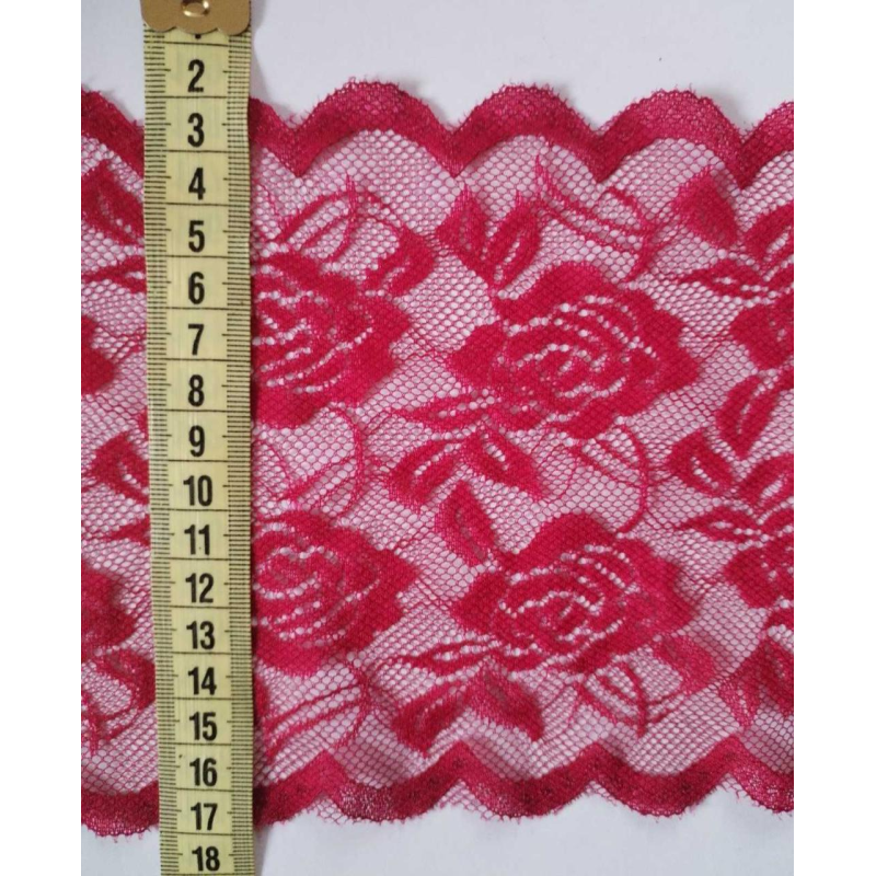 Мереживо еластичне, ширина 15 см червоний