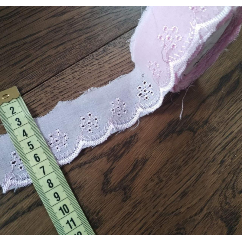 Мереживо прошва бавовняне рожеве 4 см