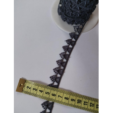 Мереживо в“язане, ширина 1,8 см сіро-синій