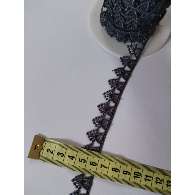 Мереживо в“язане, ширина 1,8 см сіро-синій