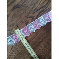 Мереживо капронове біло-рожеве 4см