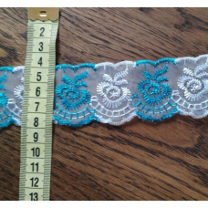 Мереживо капронове біло-блакитне 4 см