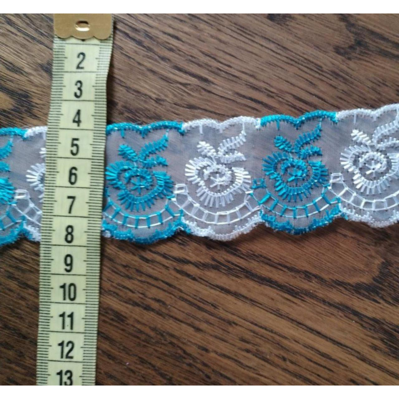 Мереживо капронове біло-блакитне 4 см Мереживо капронове біло-блакитне 4 см