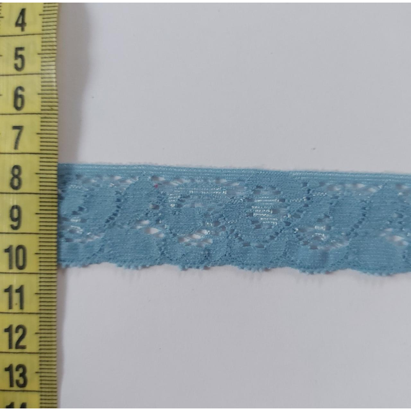 Мереживо еластичне, ширина 2,5 см блакитне Мереживо еластичне, ширина 2,5 см блакитне