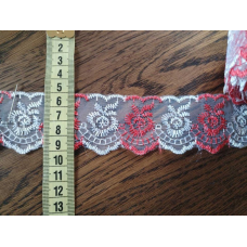 Мереживо капронове біло-червоне 4 см