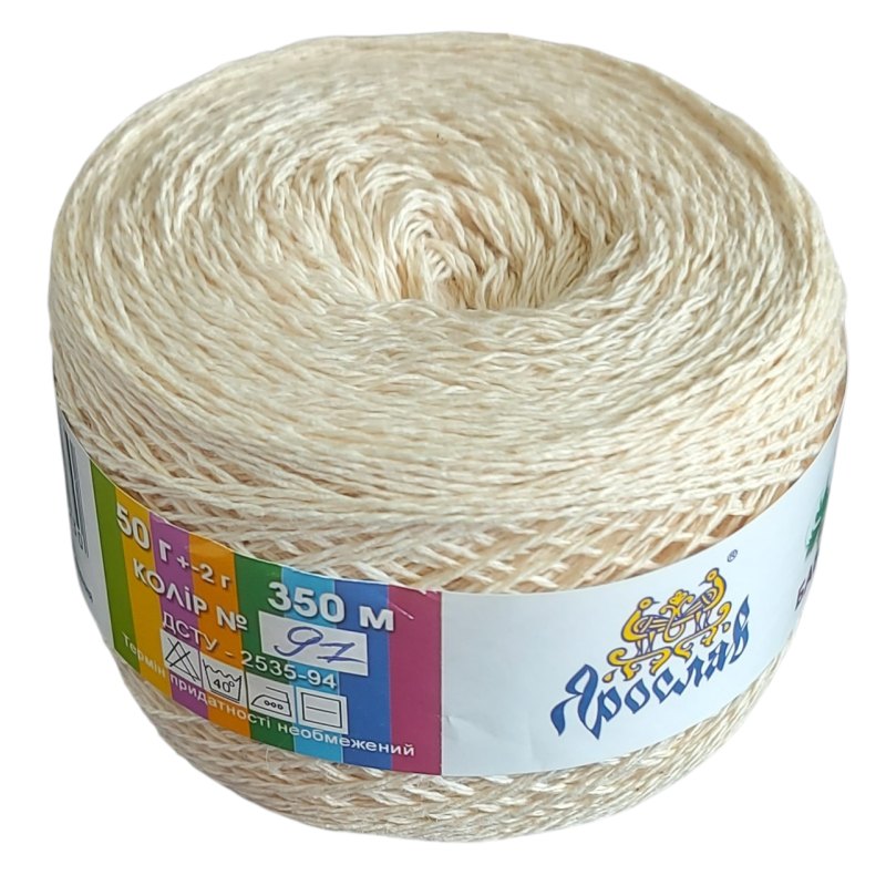 Пряжа бавовняна Ярослав 350 м. Колір: Бежевий
