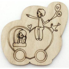 Розмальовка на фанері, Магніт на холодильник Романтична історія No6.