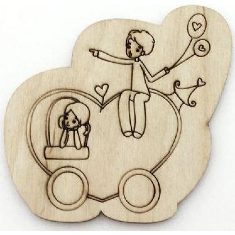 Розмальовка на фанері, Магніт на холодильник Романтична історія No6.