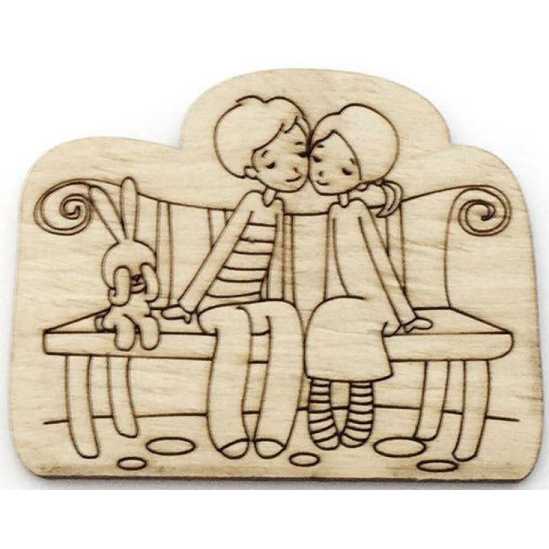 Розмальовка на фанері, Магніт на холодильник Романтична історія No14.