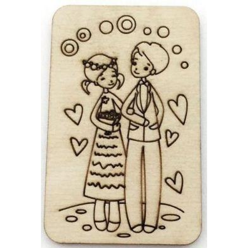 Розмальовка на фанері, Магніт на холодильник. Романтична сторія No2.