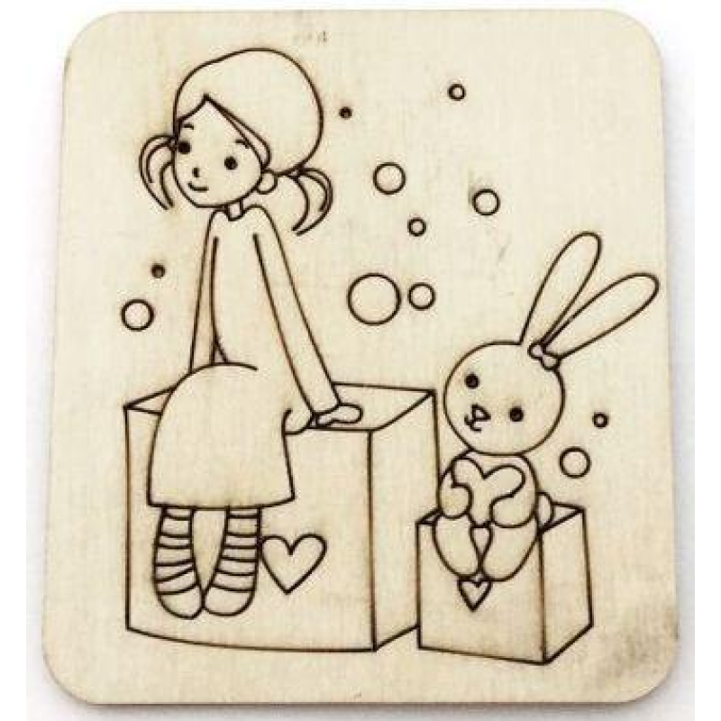 Розмальовка на фанері, Магніт на холодильник. Романтична історія No4.