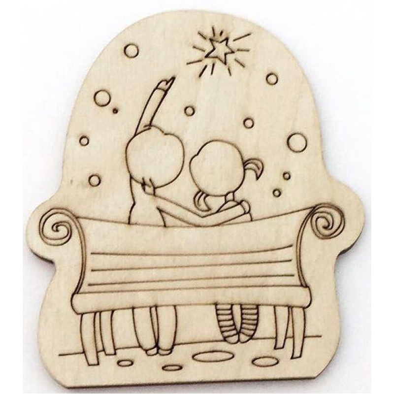 Розмальовка на фанері, Магніт на холодильник. Романтична історія No4.