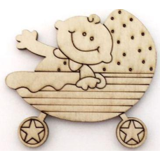 Розмальовка на фанері, Магніт на холодильник Малюк у колясці.