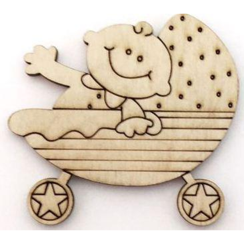 Розмальовка на фанері, Магніт на холодильник Малюк у колясці.