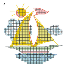 Схема для вишивання бісером на водорозчинному флізеліні для вишивання.Парусник