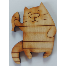 Розмальовка на фанері, Магніт на холодильник. Котик із рибкою.