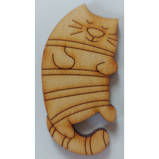 Розмальовка на фанері, Магніт на холодильник. смугастий котик.