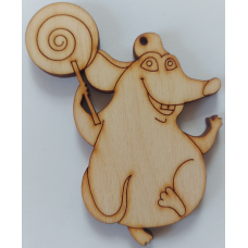 Розмальовка на фанері, Кулон. Мишка з цукеркою.