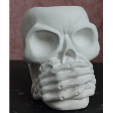 Підсвічник гіпсовий, череп “ нічого не булькаю“