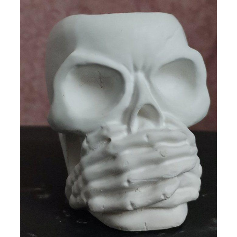 Підсвічник гіпсовий, череп “ нічого не булькаю“