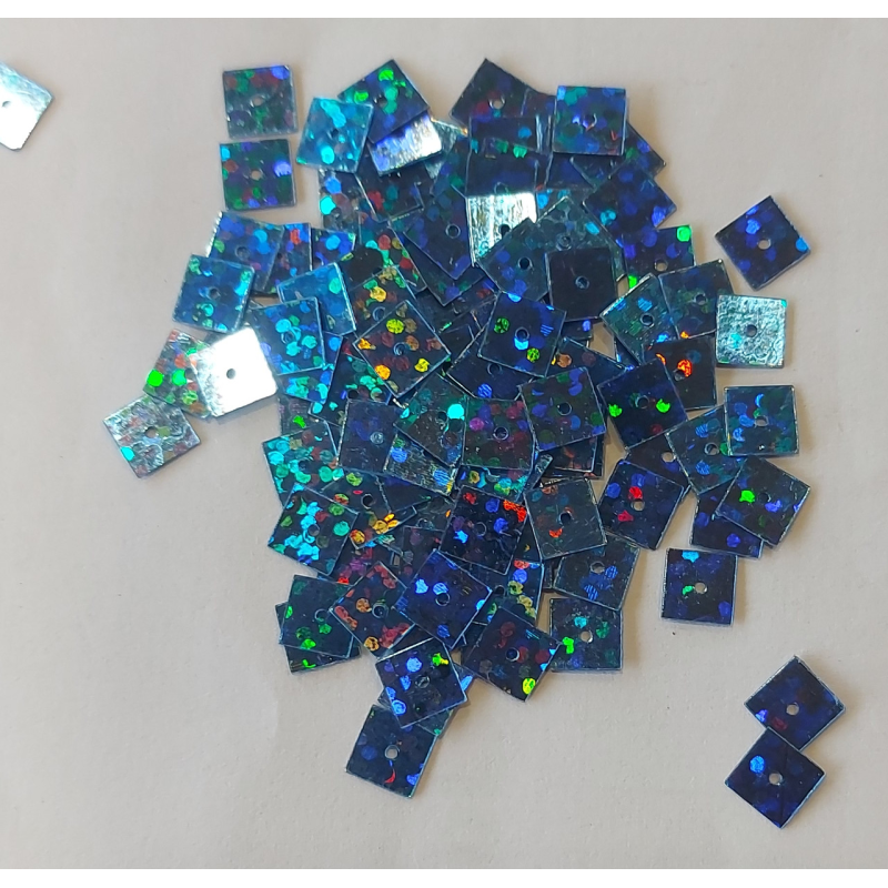 Паєтки квадратні 5,5 мм, 10 г, темно-блакитний
