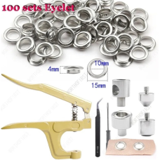 Пристрій для встановлення люверсів 10-15 мм із люверсами срібного кольору