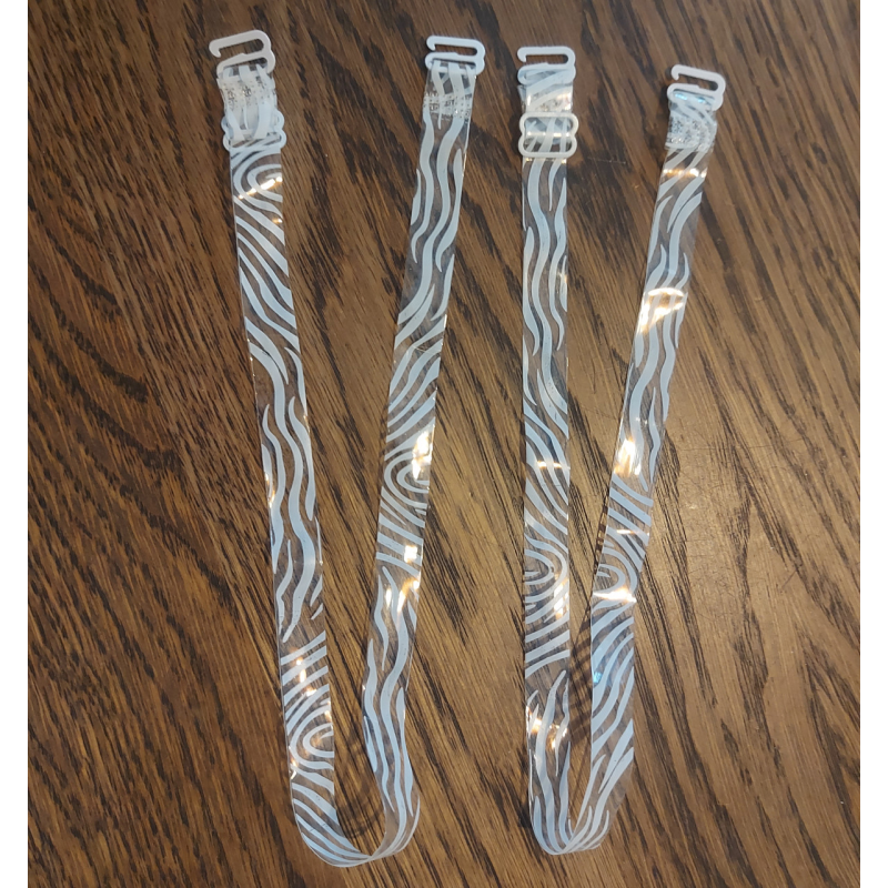 Бретельки для бюстгальтера прозорі з принтом зебри. Бретельки для бюстгальтера прозорі з принтом зебри.