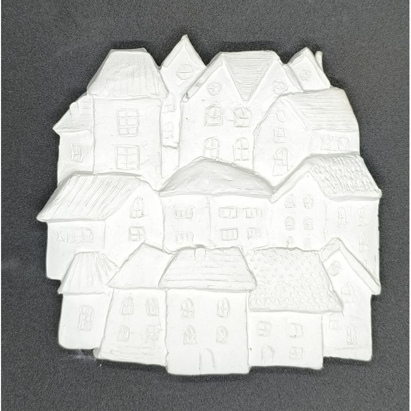 Гіпсове панно для розмальовування. Будиночки