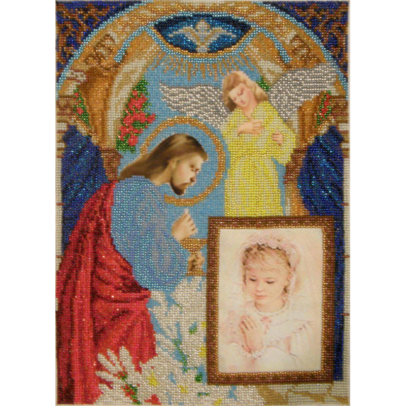 Схема для вишивання бісером ікони. Перше пречастя (дівченка). Схема для вишивання бісером ікони. Перше пречастя (дівченка).