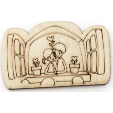 Раскраска на фанере,  Магнит на холодильник Романтична історія №16