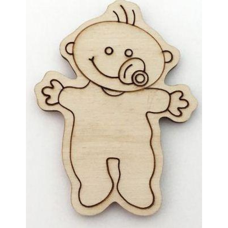 Розмальовка на фанері, Магніт на холодильник Малюк із соскою.