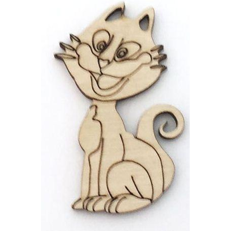 Розмальовка на фанері, Магніт на холодильник Котик