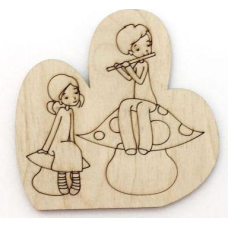 Раскраска на фанере,  Магнит на холодильник Романтична історія №7