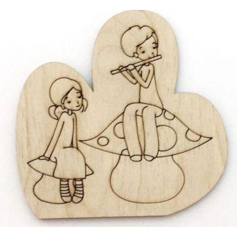 Раскраска на фанере,  Магнит на холодильник Романтична історія №7