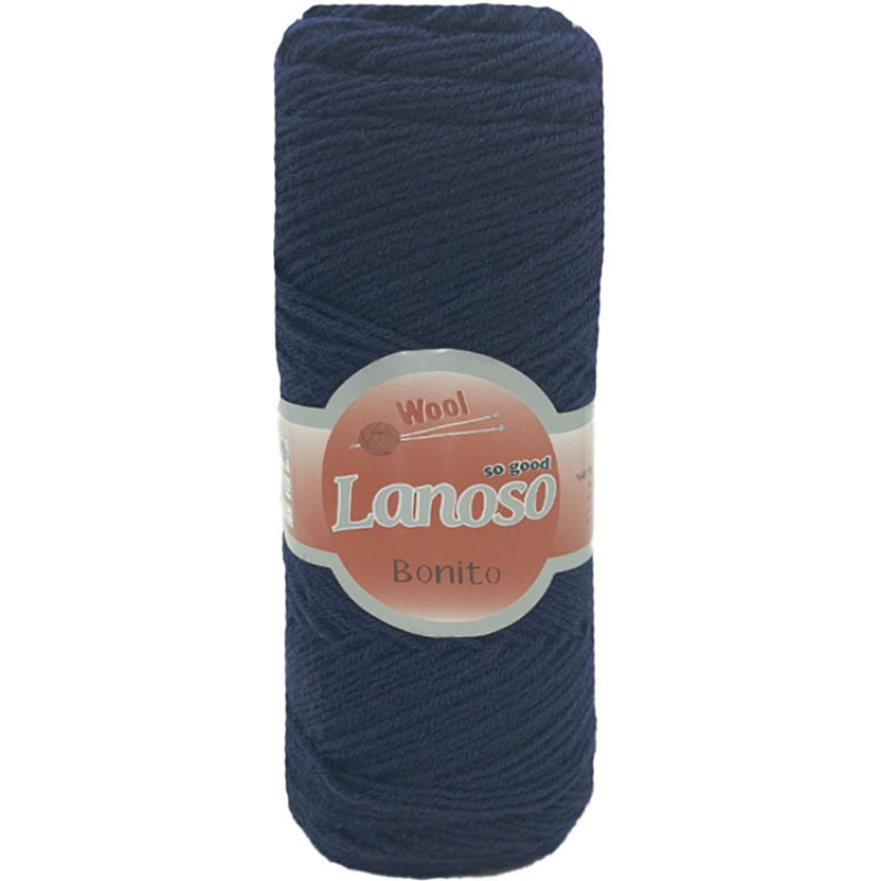 Пряжа Lanoso Bonito Колір: темно-синій. Пряжа напіввовна