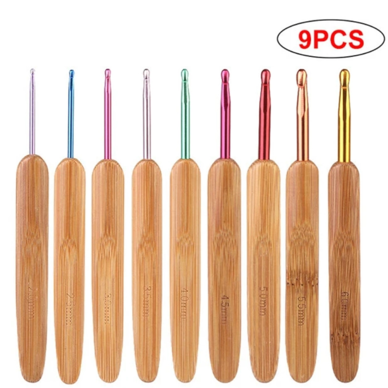 Набір гачків для в“язання з дерев“яною ручкою 9 шт.