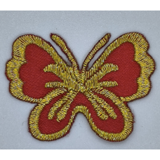 Аплікація для одягу. Маленький метелик, золотисто-червоний.