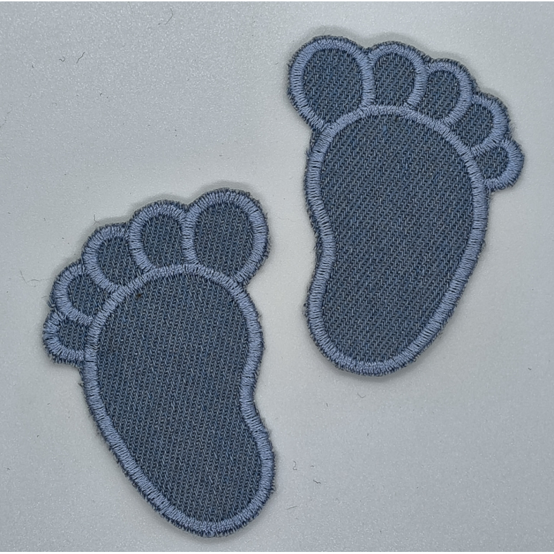 Аплікація для одягу. Відбитки ніжок, джинс. 2шт
