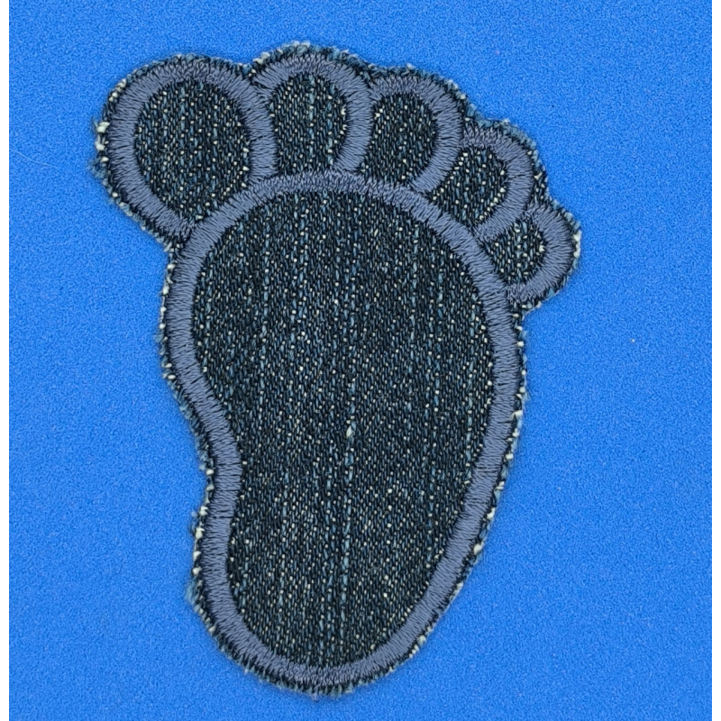 Аплікація для одягу. Відбиток ніжки, джинс. 1шт
